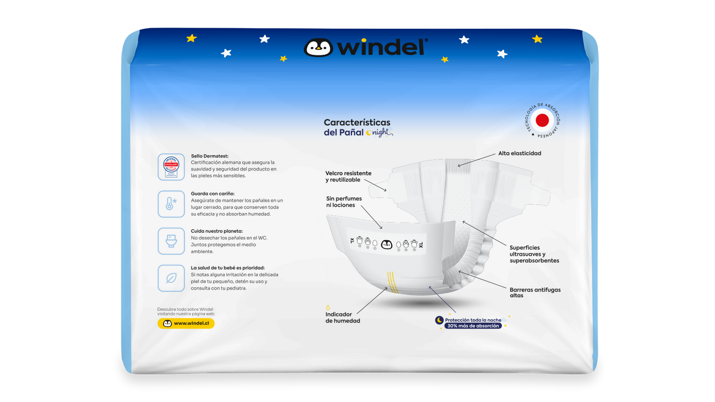 Windel XL Night 🌙 34 unidades